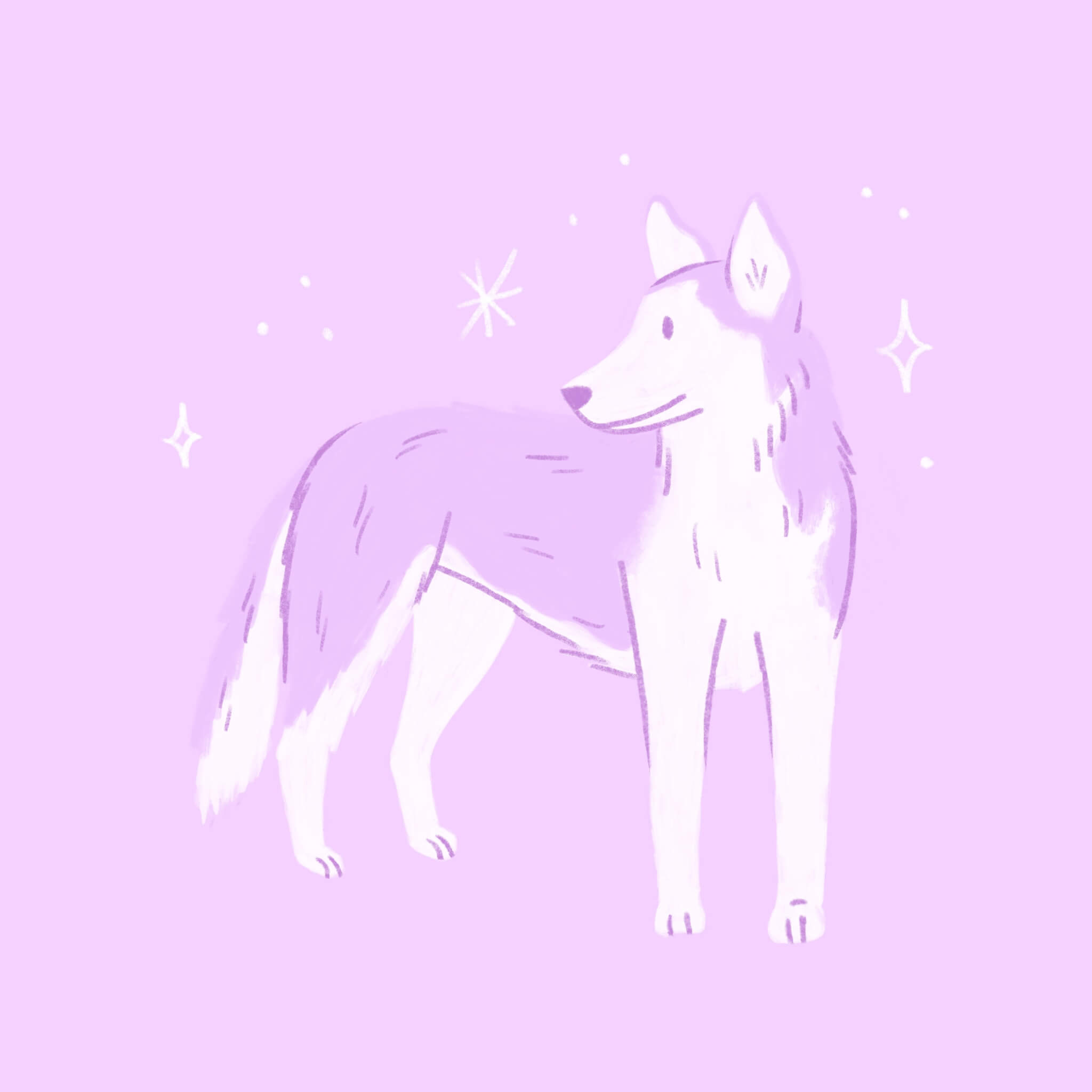 An illustration of a purple husky