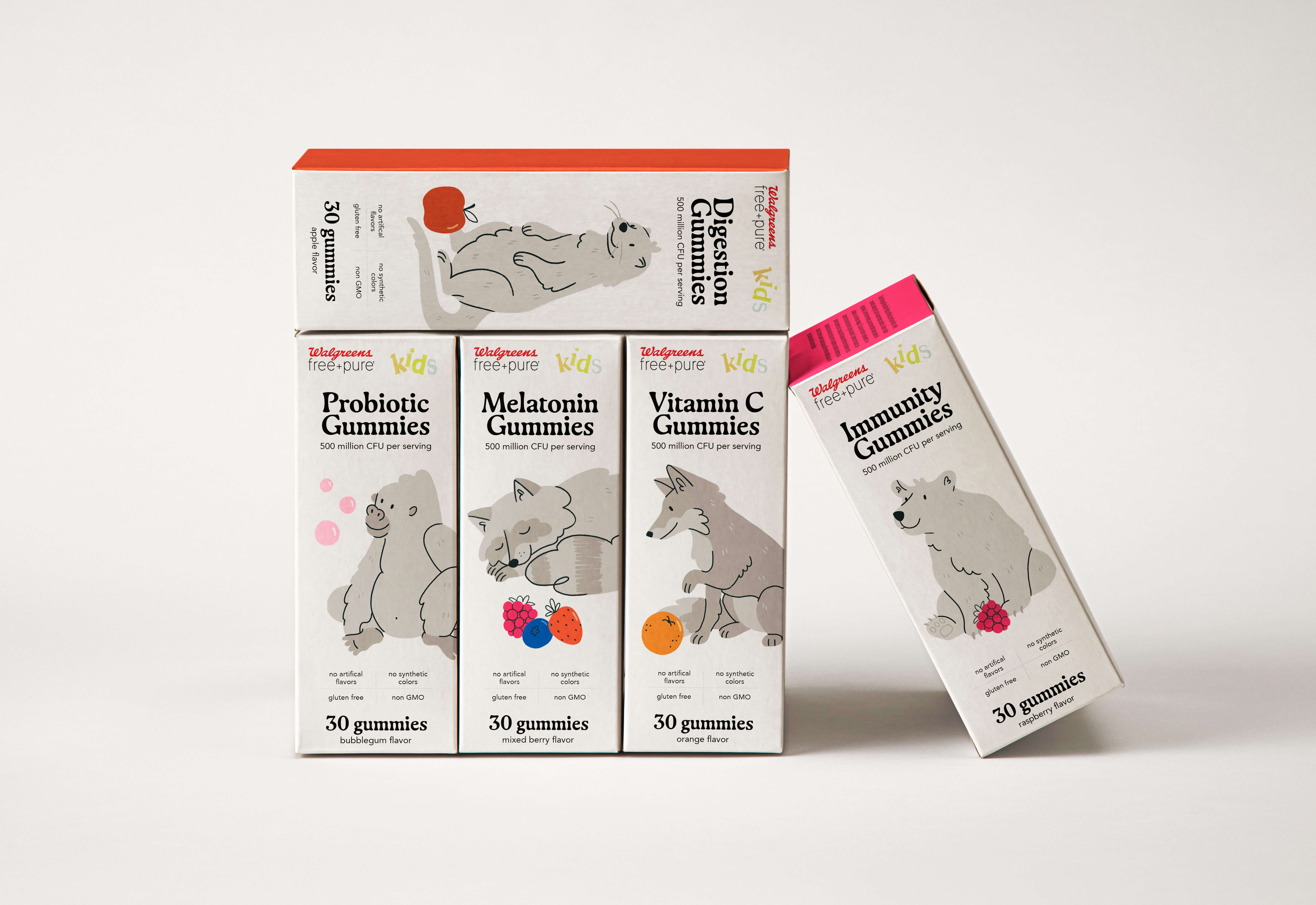 packaging concept for pediatric products featuring animal illustrations